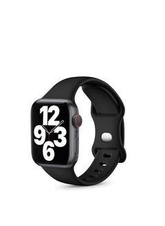Generic Sporty Band For Apple Watch Soft Silicone Replacement Strap Band For Apple Watch Series 1/2/3/4/5/6/7/Se Sizes 38mm/40mm/41mm M/L black 