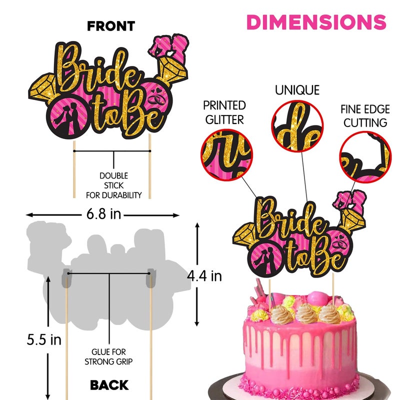 Zyozique Bridal Shower & Bachelorette Party Decoration Set - Bride To Be Banner, Cake Topper & Sash (Pack of 3) - Image 5
