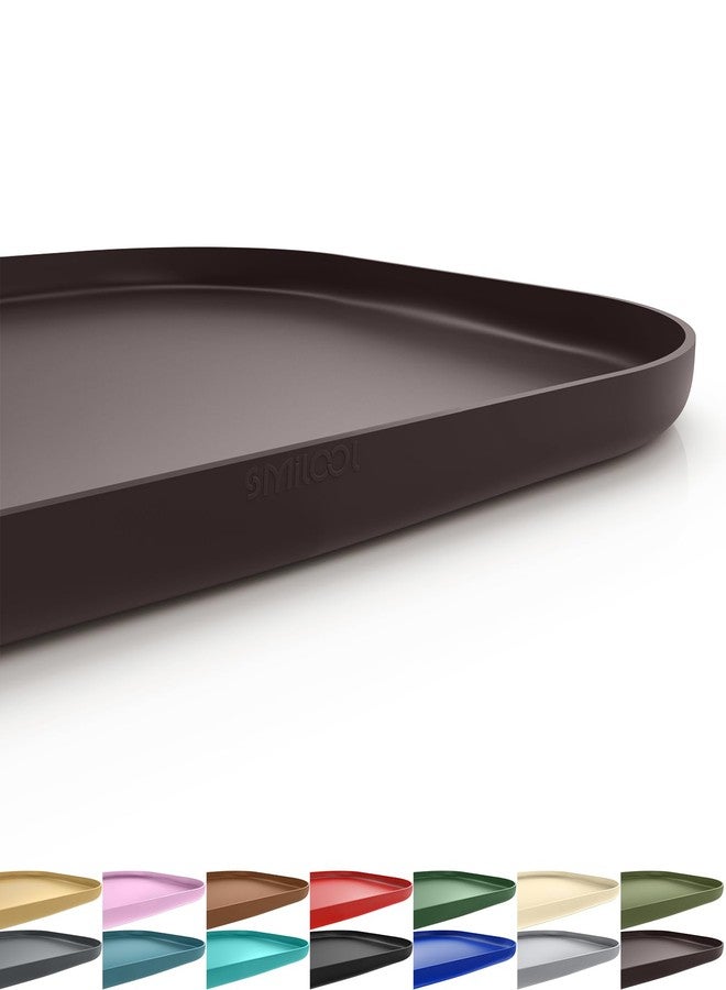 SMILOOL Silicone Pet Feeding Mat with Raised Edge for Food and Water, Dog Bowl Mats, Cat Bowls Placemat with High Lip for Floor Waterproof, Rubber Tray for Cats and Dogs 22 x 14 x0.8 Dark Brown - Image 1