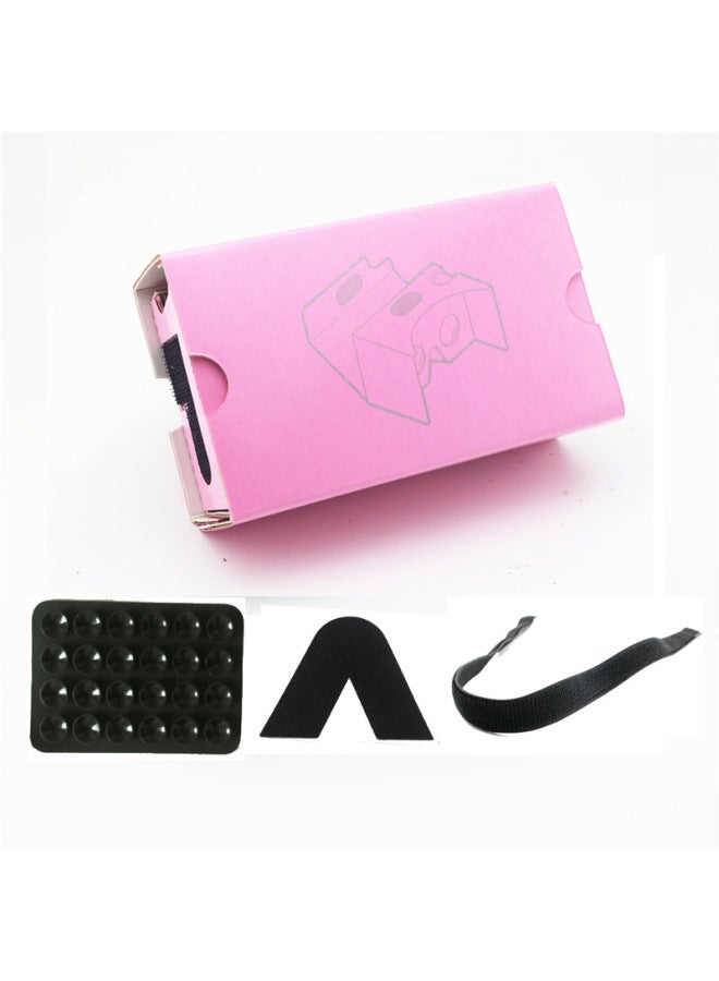 Vr Glasses Cardboard Google Carton Vr Virtual Reality 3d Glasses Helmet Vr Wholesale-Color:Pink Full Set Of Accessories  - Image 1