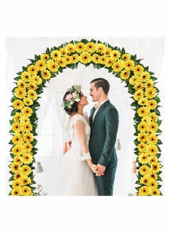 Excefore Artificial flower, Garden Wall Decor Garland Silk Sunflower Vine Artificial Flowers with Green Leaves, Garden Outdoor Wall Garden Craft Art Decor, 220CM 2 Pack  - Image 2