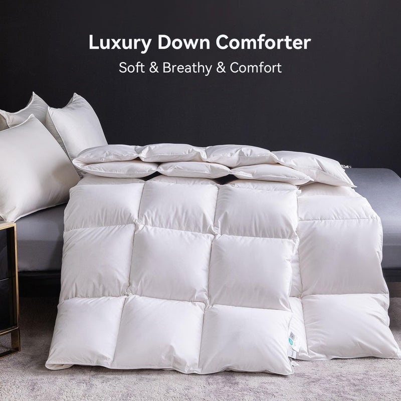 WENERSI Feather Down Comforter Fiber Cal King Size,Hotel Style Bedding Comforter,750+ Fill Power,1200TC,100% Organic Cotton Fabric,All Season White Duvet Insert with 8 Corner Tabs - Image 5