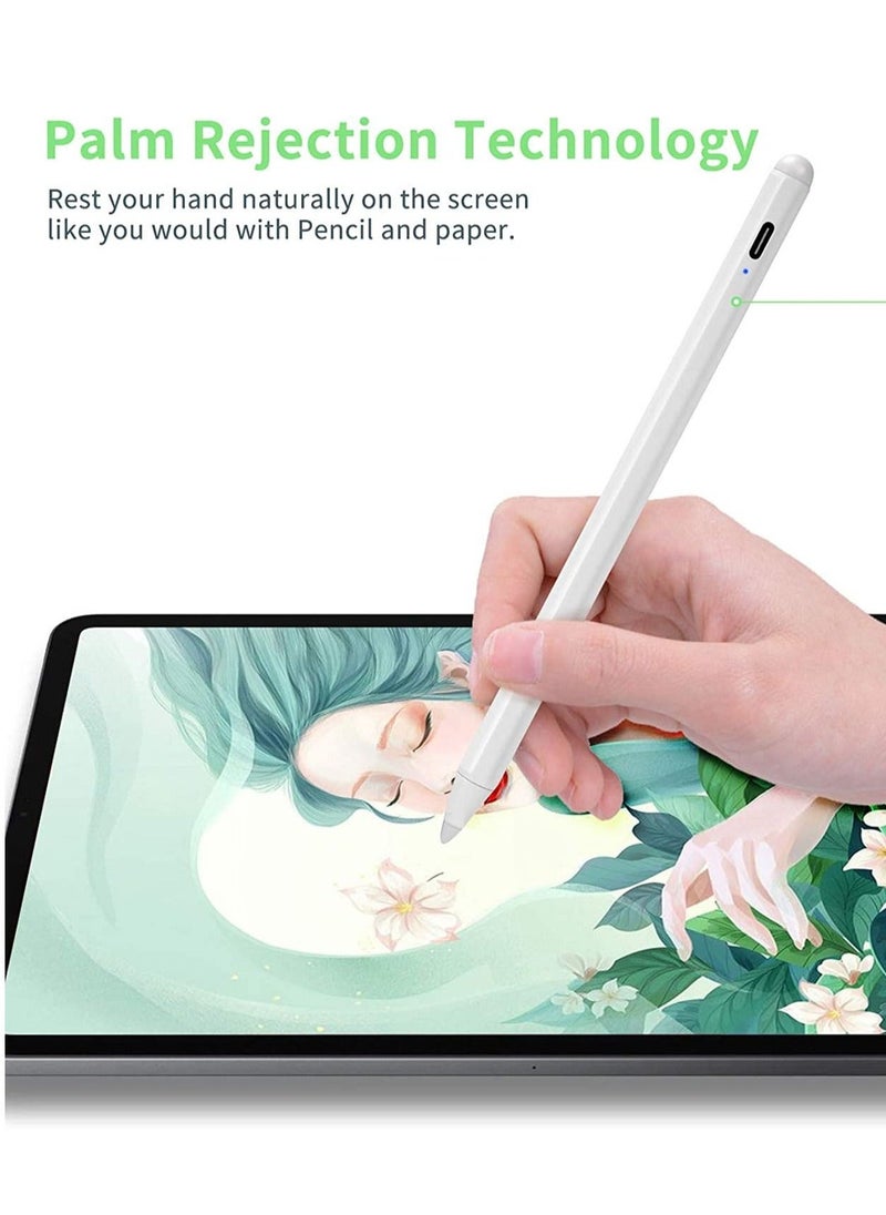 iPad Pen for Apple iPad Pro/Air/Mini Pencil,1.5mm Palm Rejection Active Stylus for 2018-2022 iPad Pro 11/12.9 ,iPad Air 5th/4th/3rd,iPad 9/8/7/6th iPad Mini 6th/5th for Precise Writing Drawing White - Image 1
