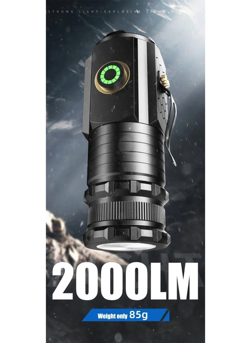 Mini Magnetic Aluminum Alloy Flashlight, Strong Light, Portable, Multi-function Clip, Charging Cap, Small, New, 3 - Image 1