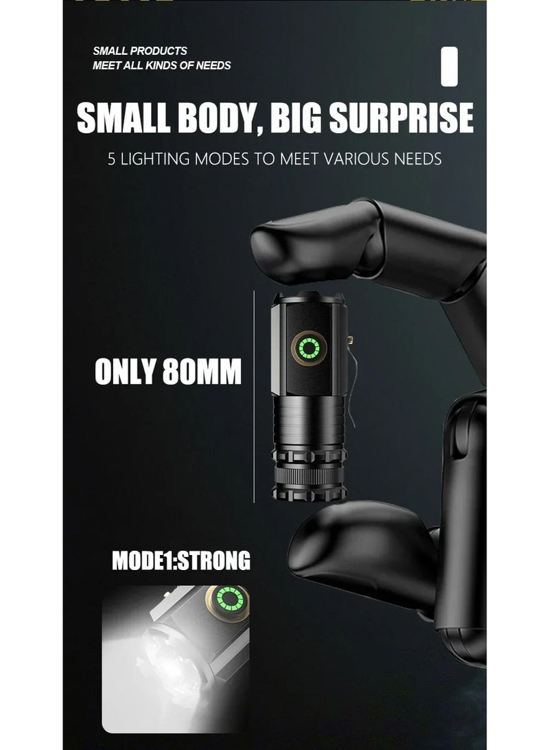 Mini Magnetic Aluminum Alloy Flashlight, Strong Light, Portable, Multi-function Clip, Charging Cap, Small, New, 3 - Image 3