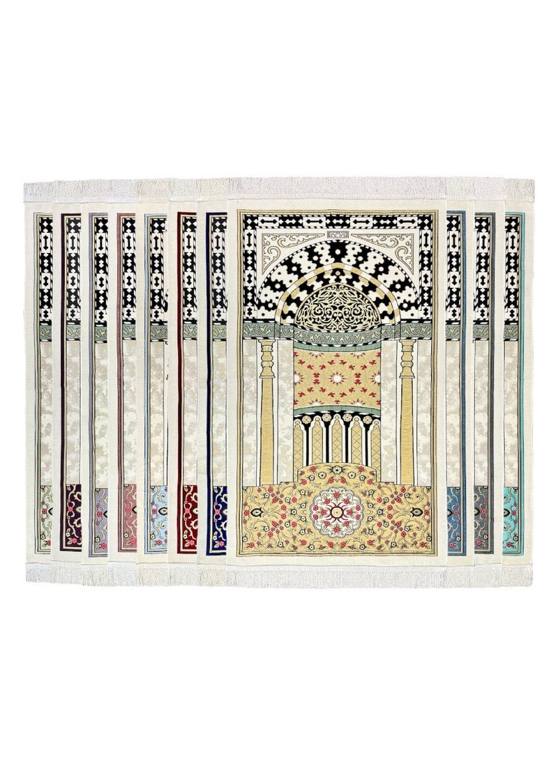 AL-HRAER - Luxury Long Lasting Prayer Mat Double Chenille Weave Islamic Designs Inspired By Prophet Muhammad's Holy Shrine And White Twisted Tassels 115X70 Cm - Image 1