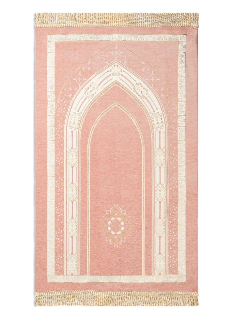 الحرائر  سجادة صلاة من نسيج الشانيل مبطنة عالية الجودة بتصاميم وزخارف هندسية إسلامية عصرية مقاس 120X70 سم - Image 1