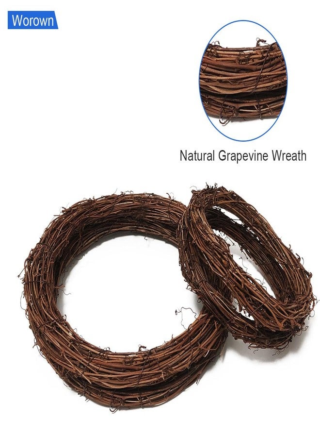 Worown 4 Pcs (8 & 12 Inch) Natural Grapevine Wreaths, Vine Branch Wreath, Rattan Wreath for DIY Christmas Craft, Front Door Wall Hanging, Wedding and Party Decors - Image 3