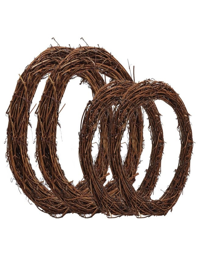Worown 4 Pcs (8 & 12 Inch) Natural Grapevine Wreaths, Vine Branch Wreath, Rattan Wreath for DIY Christmas Craft, Front Door Wall Hanging, Wedding and Party Decors - Image 1