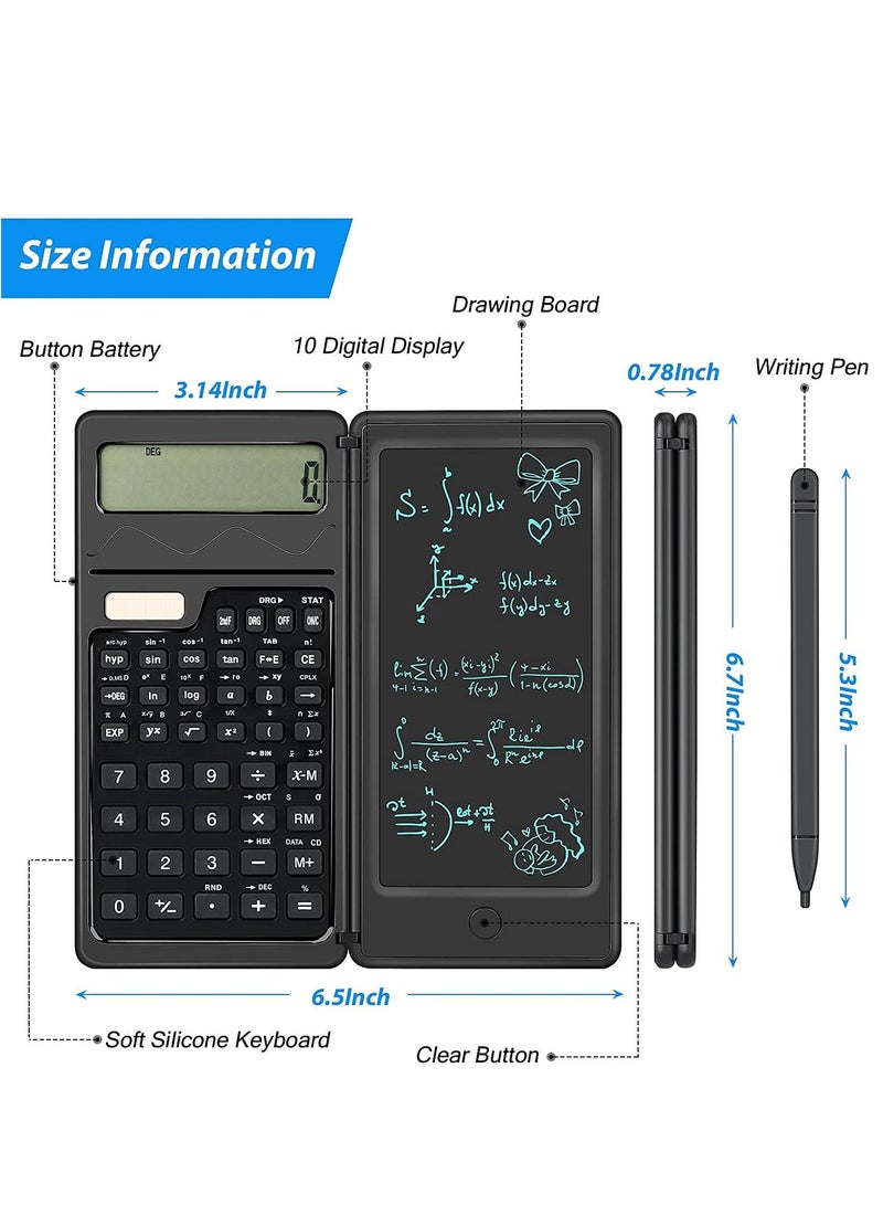Scientific Calculator 10 Digit LCD Desktop Solar Foldable Calculator with Writing Tablet and Battery School and College Offices - Image 2