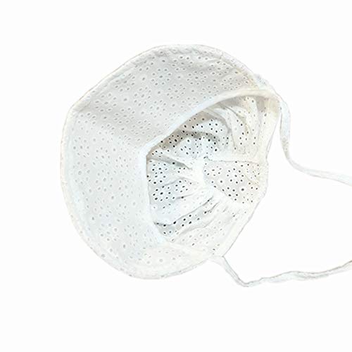 XYX Baby Girl Toddlers Breathable Lacy Bonnet Eyelet Cotton Adjustable Sun Protection Hat (White-2) - Image 5