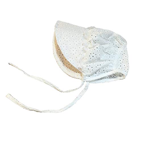 XYX Baby Girl Toddlers Breathable Lacy Bonnet Eyelet Cotton Adjustable Sun Protection Hat (White-2) - Image 4