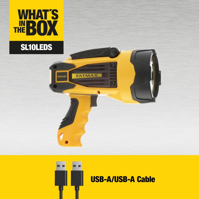 STANLEY FATMAX SL10LEDS Rechargeable 2200 Lumen Lithium Ion Ultra Bright LED Spotlight Flashlight with USB Power Charger - Image 3