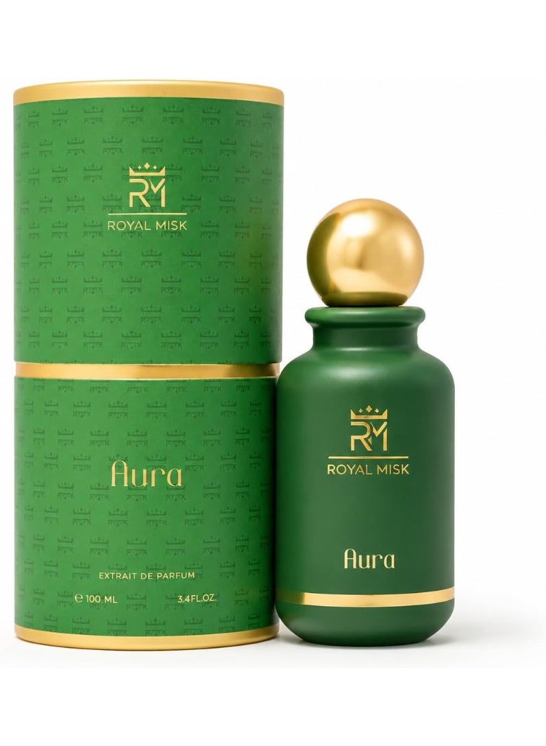 رويال مسك  عطر Aura Extrait de Parfum 100 مل، عطر طويل الأمد للجنسين مع فاكهة العاطفة والعود والجلد والعنبر والفانيليا - Image 1