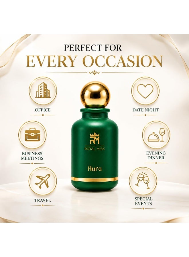 رويال مسك  عطر Aura Extrait de Parfum 100 مل، عطر طويل الأمد للجنسين مع فاكهة العاطفة والعود والجلد والعنبر والفانيليا - Image 5