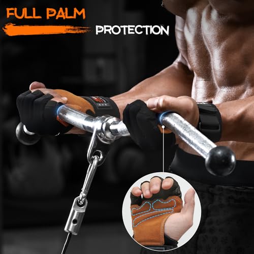 SueStar Workout Gloves, Heavy Duty Cowhide Padded Weight Lifting Gloves with Wrist Support, Full Palm Protection & Silicone Grips, Ideal for Weightlifting, Deadlifts, Exercise (Large), Black - Image 2