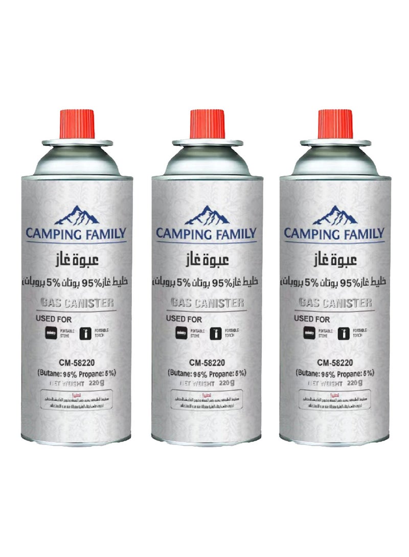 CAMPING FAMILY Gas Canister Butane 220g For Portable Stove or Lighter Torch - Image 1
