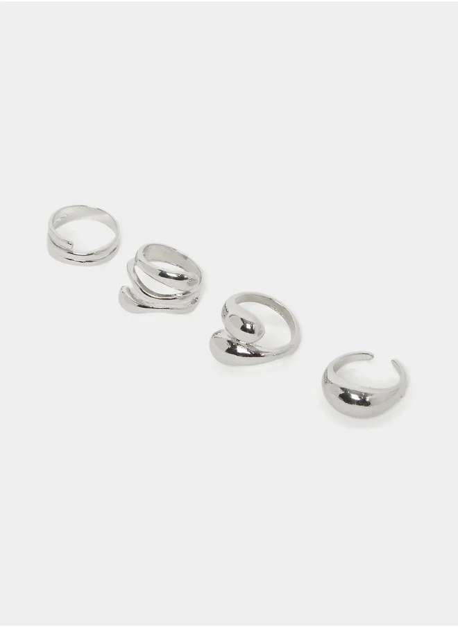 ستايلي Set of 4 - Silver Plated Ring