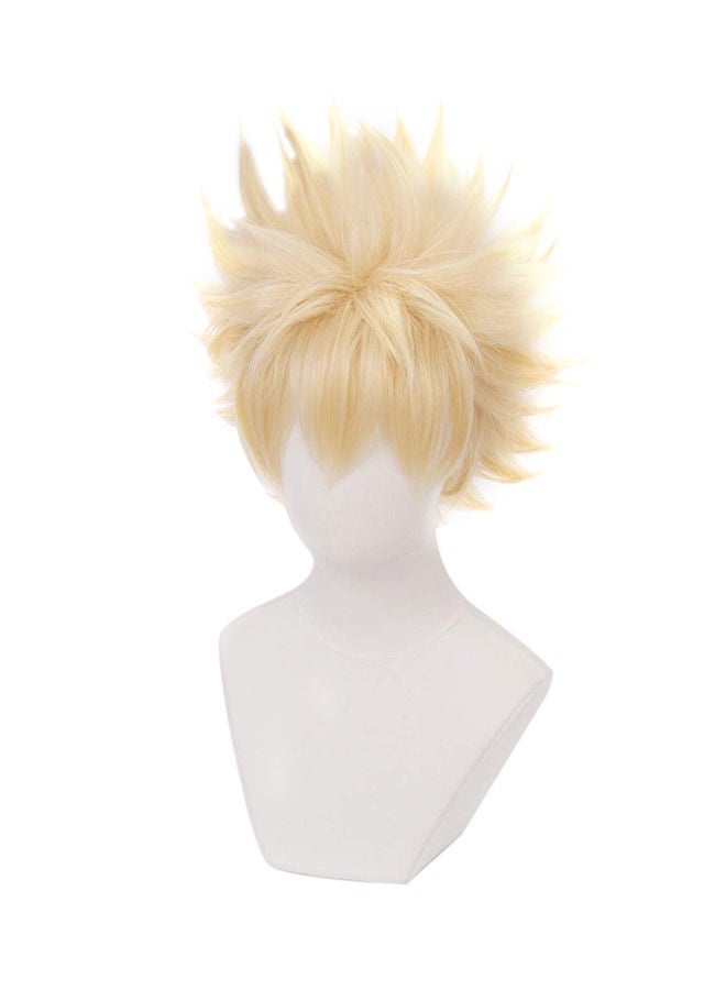NIBEMINENT Synthetic Short Anime Bakugou Cosplay Wigs Blonde 50cm - Image 1