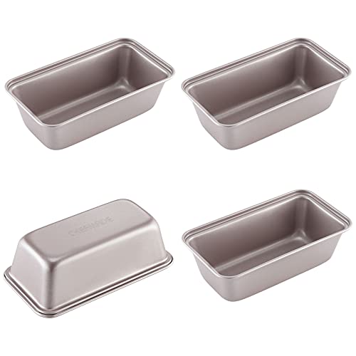 CHEFMADE Mini Loaf Pan Set 55Inch 4Pcs NonStick Rectangle Bread and Cake Bakeware for Oven and Instant Pot Baking Champagne Gold - Image 1