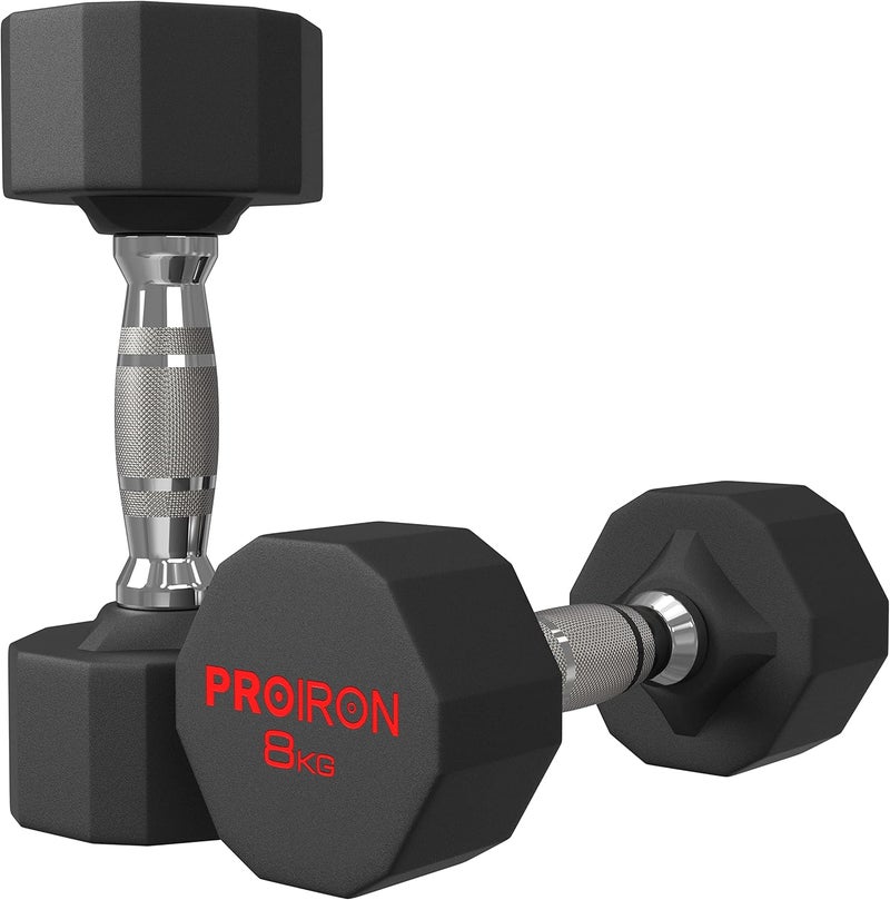 PROIRON أوزان دامتيل مطاطية PROIRON خالية من الرائحة، مجموعة أوزان فولاذية للرجال والنساء لصالة الألعاب الرياضية المنزلية 3kg 5kg 8kg 10kg 12kg 16kg 20kg 24kg لتدريب اللياقة البدنية وممارسة تمارين القوة - Image 1
