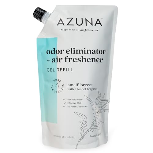 Azuna Air Freshener and Odor Eliminator for Strong Odor Gel 24oz Refill Pouch with Tea Tree Oil PlantBased Long Lasting Pet Smoke Home and Bathroom Amalfi Breeze Last 6090 Days - Image 1