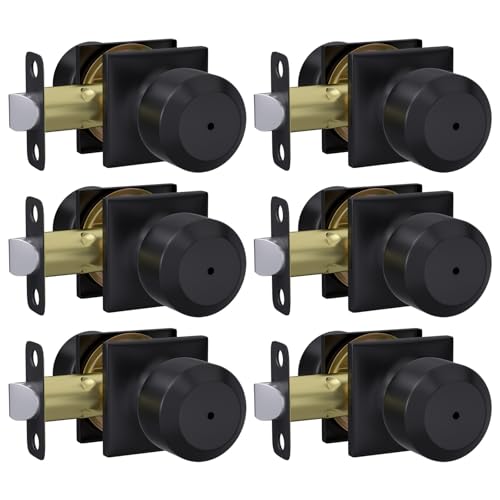 Haidms 6 Pack Black Door Knobs Interior, Privacy Interior Door Knob for Bedroom or Bathroom, Matte Black Door Knobs - Image 1