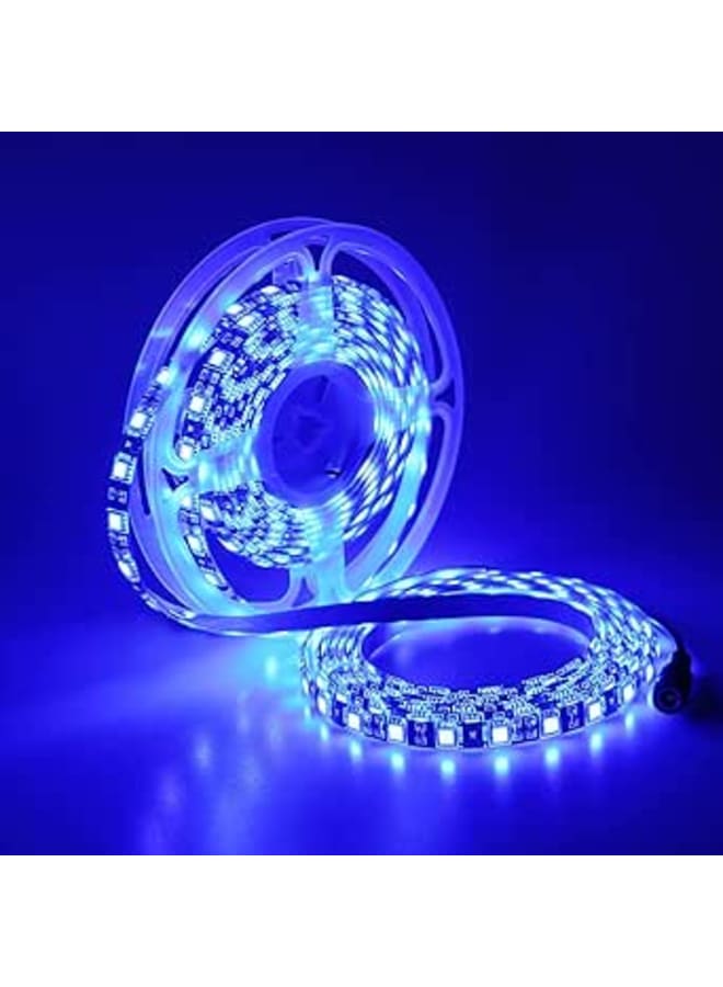 شريط إضاءة LED من بقوة 12 فولت، 5 أمتار، أزرق، 460 نانومتر، مرن، PCB أسود، 5050SMD، 300 مصباح LED، شريط إضاءة عالي السطوع، مقاوم للماء IP65، إضاءة داخلية وخارجية، أضواء زخرفية - Image 1