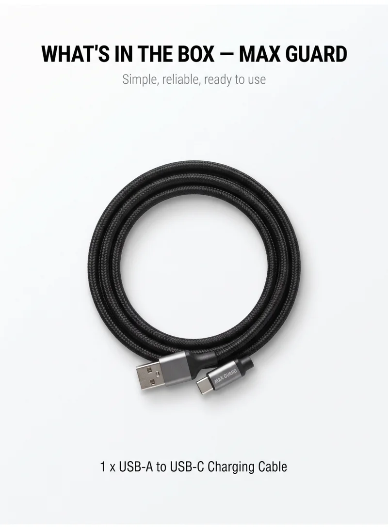 MG Maxguard USB-A to USB-C charging cable, fast charging and data sync cord for smartphones, tablets, power banks, earbuds, speakers and other Type-C devices, durable design