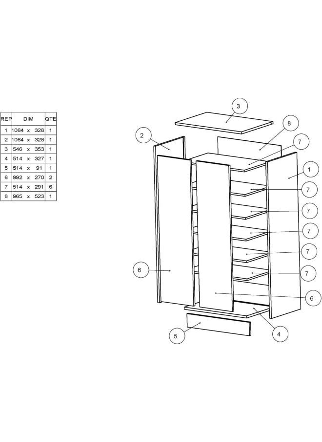 MODERN HOME White Wooden Shoe Cabinet – Multi-Purpose Storage Cupboard for Hallway, Bedroom, or Entryway.  - Image 5