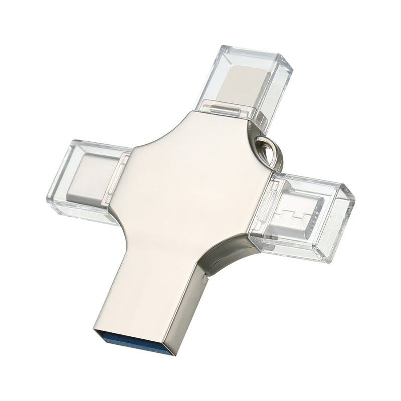 USB Flash Drive Silver Zinc Alloy: USB3.0 Fast Read-Write Speed - Shockproof Wear-Resistant Portable U Disk for PC Laptop OTG Supported Type-C Micro USB iOS Devices - Image 2