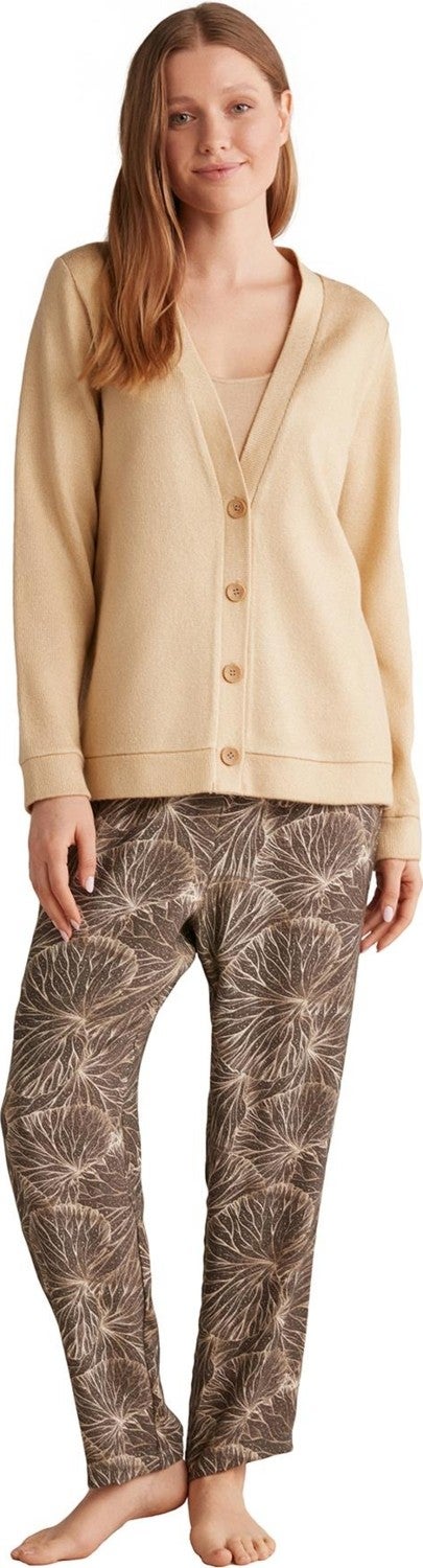 Penye Mood Women's Comfortlux Triple Beige Pajama Set 9526  - Image 1