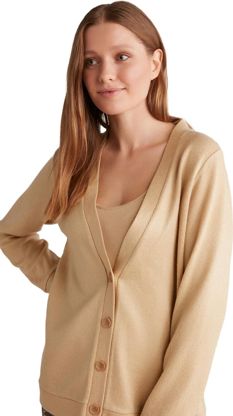 Penye Mood Women's Comfortlux Triple Beige Pajama Set 9526  - Image 3