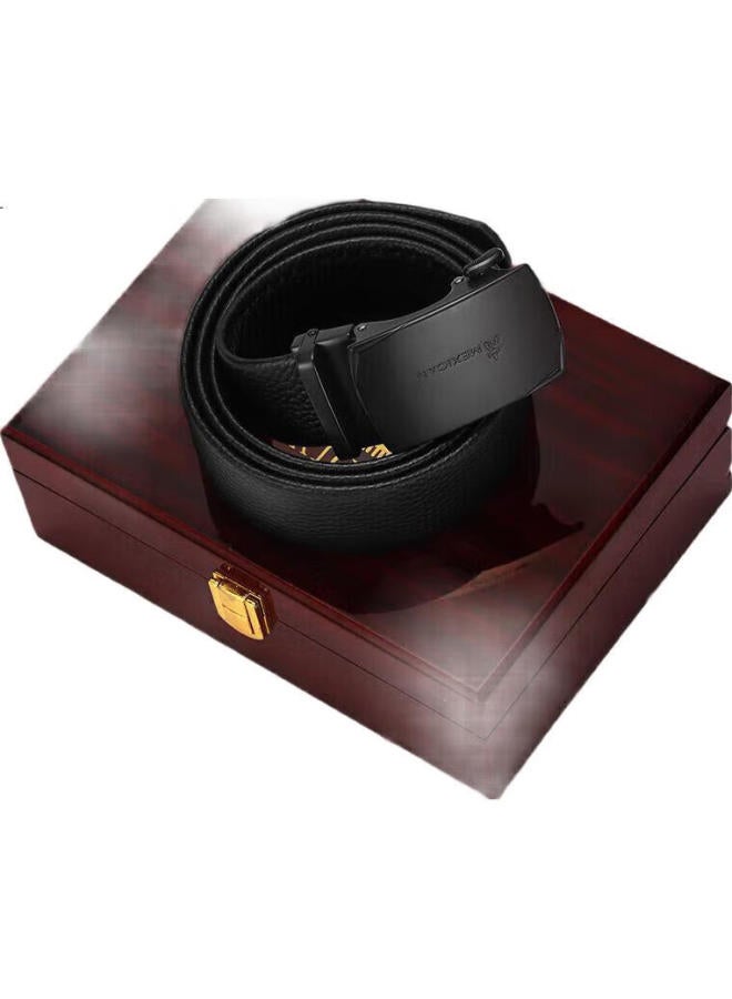 Scarecrow Men'S Leather Belt With Automatic Buckle, Genuine Top-Grain Cowhide Waist Belt, High-End Gift Box, Qixi Valentine'S Day Gift For Boyfriend - Image 1