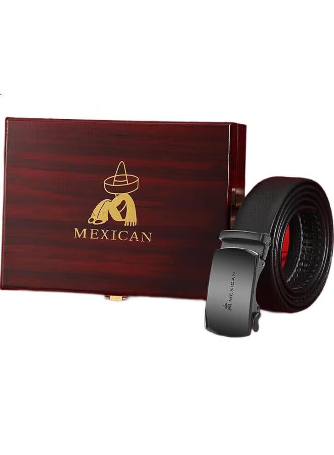 Scarecrow Men'S Leather Belt With Automatic Buckle, Genuine Top-Grain Cowhide Waist Belt, High-End Gift Box, Qixi Valentine'S Day Gift For Boyfriend - Image 3