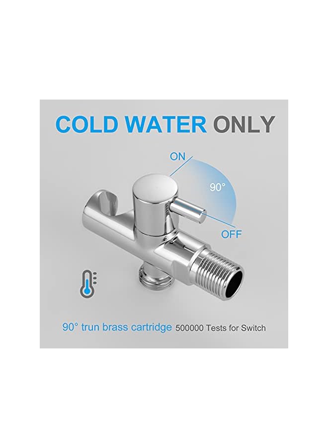 The Bros M22015R Concealed Handheld Bidet Sprayer Kit, Muslim Bidet Spray with Shattaf Sprayer, Shower Hose, Single Cold Water Only, Chrome, Silver - Image 3