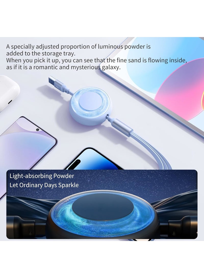 66W/6A Multi Charging Cable, Retractable Coiled Multi Charging Cable 3 in 1 Charger Cord with USB C/Micro USB Port for iPhone 15/15 Pro/15 Pro Max, Samsung Galaxy S23, iPad, Kindle - Image 2