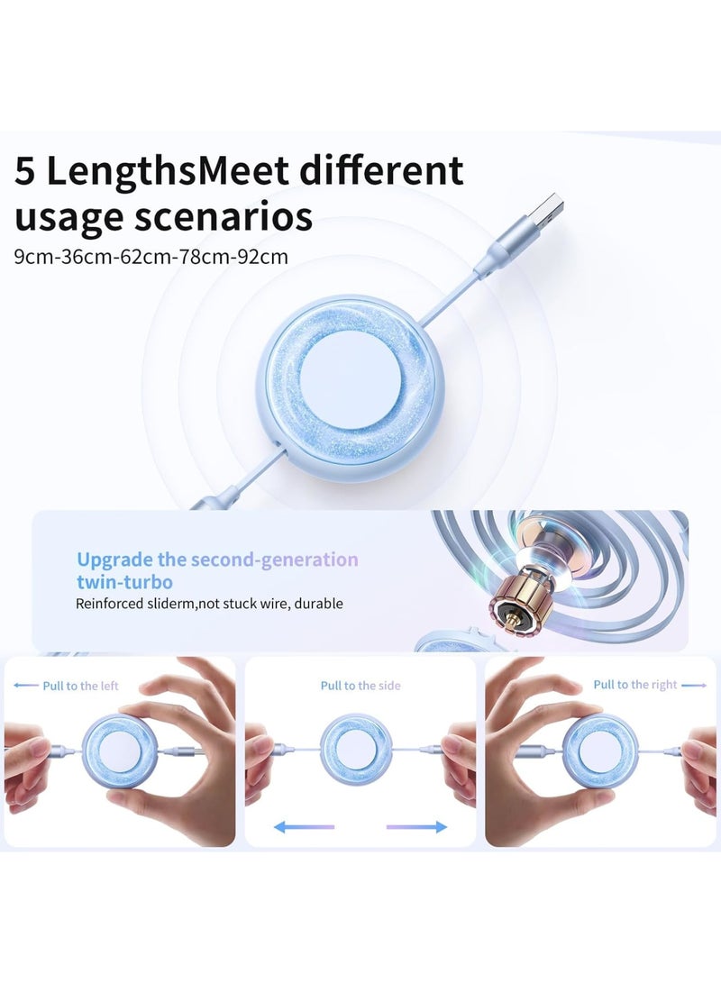 66W/6A Multi Charging Cable, Retractable Coiled Multi Charging Cable 3 in 1 Charger Cord with USB C/Micro USB Port for iPhone 15/15 Pro/15 Pro Max, Samsung Galaxy S23, iPad, Kindle - Image 5