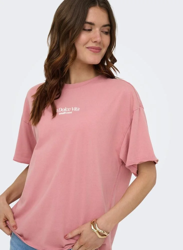 Only  Oversized Short-Sleeve Box Top for Women | Best Price UAE