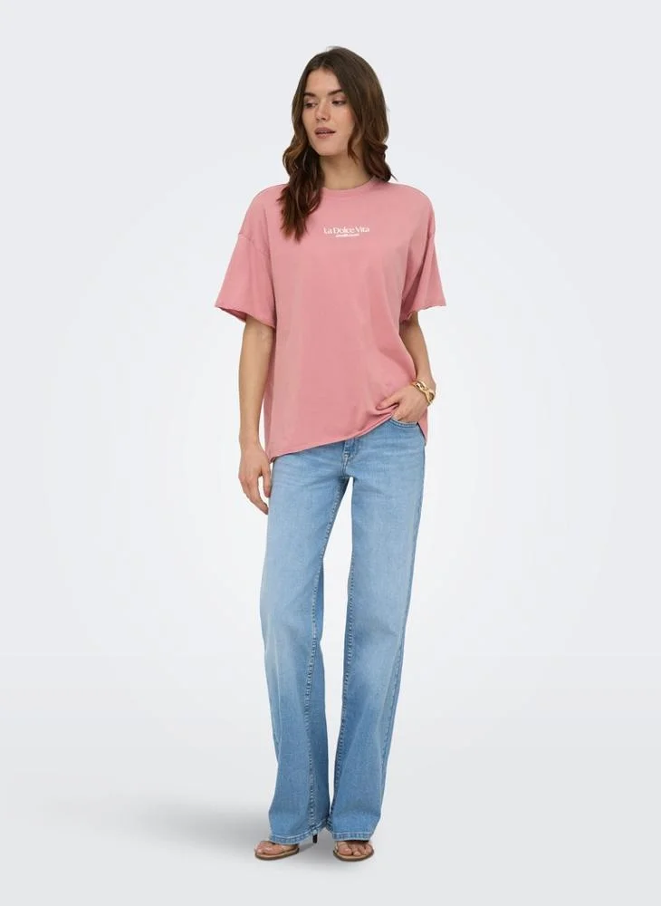 Only  Oversized Short-Sleeve Box Top for Women | Best Price UAE