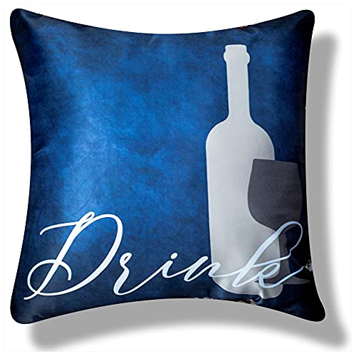Vendola Decorative Satin Sofa Cushion Covers Set of 5, 20 Inch x 20 Inch, Sofa Cushion Pillow Cover, Navy Blue, White and Grey Colour, Floral Design, Zipper Closure (EDL, 20X20 Inches) - Image 4