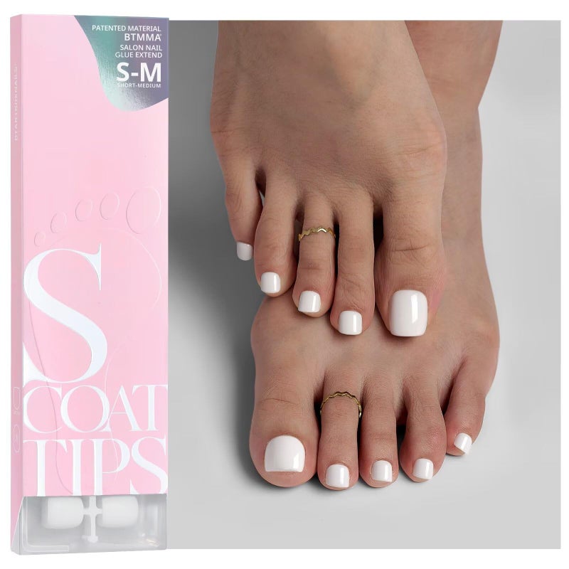 BTArtboxnails SCOATTIPS نصائح أظافر القدم القصيرة البيضاء للنساء 160 قطعة 16 حجم جل ناعم لأظافر القدم الاصطناعية تشمل نصائح الأظافر فقط