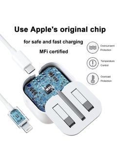Bukela iPhone Charger [Apple MFi Certified] Apple 20W USB C Fast Charger Plug and 2M/6.6FT USB-C to Lightning Cable, 20W PD UK Adapter Compatible with iPhone 14/13/12/11/Pro/Pro Max/Plus/XS/SE, AirPods-White  - Image 4