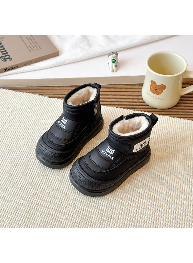 Girls' Snow Boots  Winter New Children's Cartoon Plush Thick Cotton Shoes For Older Children, Warm And Thickened Cotton Boots Trendy