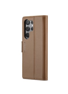 CaseMe Flip Wallet Case For Samsung Galaxy S24 Ultra, [RFID Blocking] PU Leather Wallet Flip Folio Case with Card Holder Kickstand Shockproof Phone Cover (Brown)  - Image 3