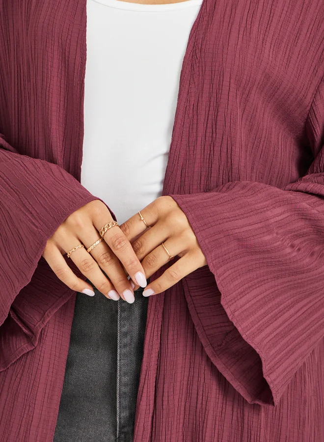 Styli Textured Regular Fit Maxi Length Kimono