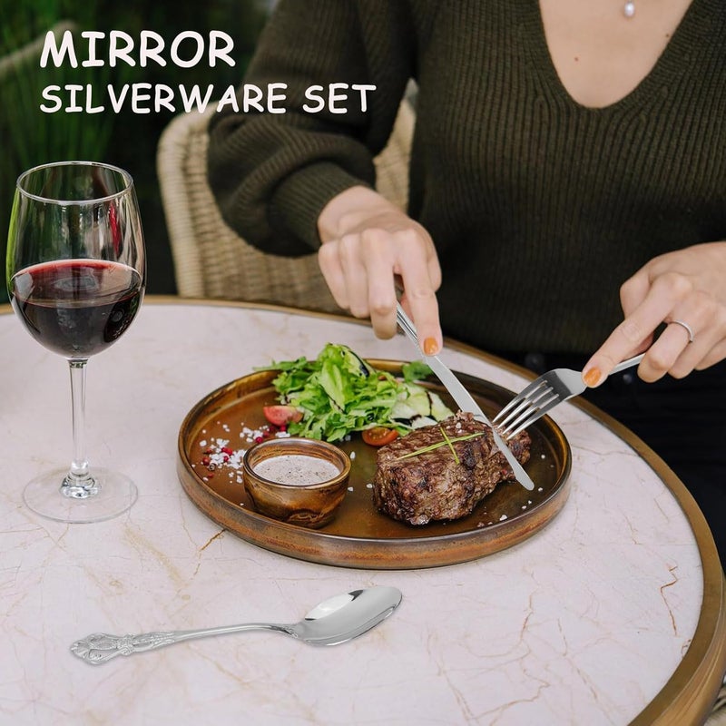 ROMAWARE Silverware Set for 4 Stainless Steel Gorgeous Retro Royal Flatware Set 20Pieces Cutlery Tableware set Kitchen utensils set Include Spoons And Forks Set Mirror Finish Dishwasher Safe - Image 5