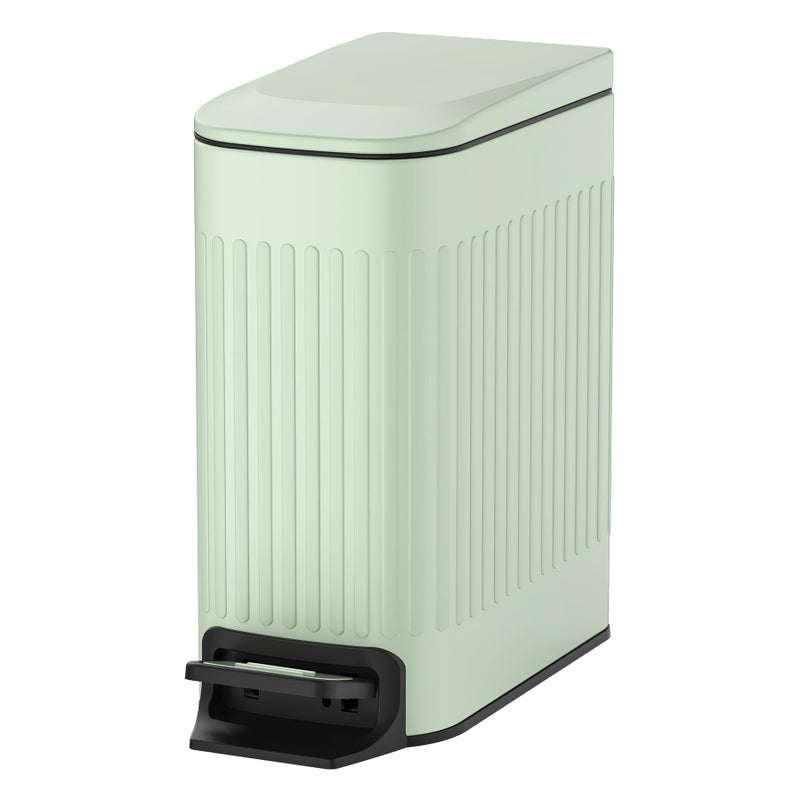TIPGO Slim Bathroom Trash Can with Lid Soft Close Step Pedal 6 Liter  16 Gallon Stainless Steel Trash Bin Small Garbage Cans for Bedroom Office Kitchen Green
