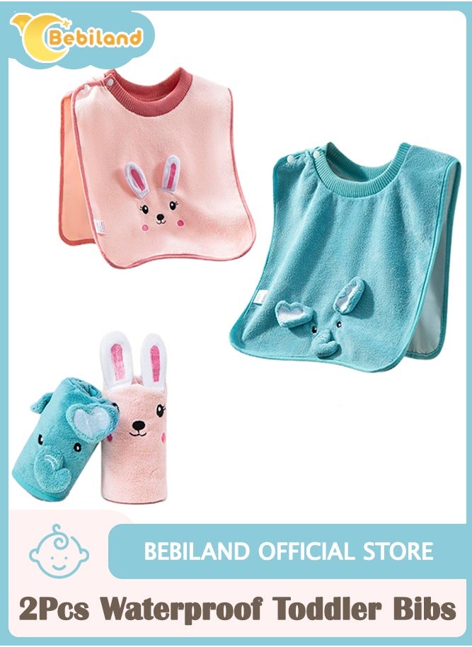 Bebiland 2Pcs Baby Bibs for Boys and Girls, Waterproof Toddler Bibs for 1-5 Years with Good Absorbent  - Image 1