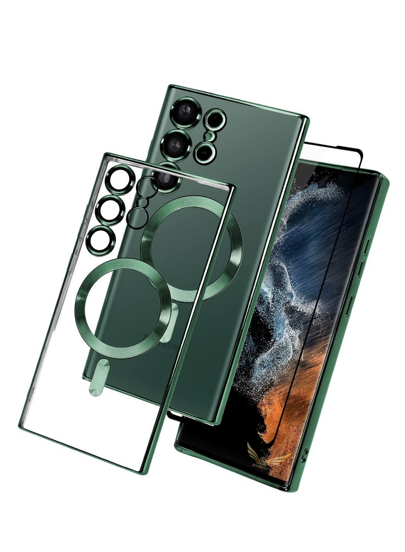 BORTONY Galaxy S23 Ultra Case Plating Magnetic Case with Screen Protector Magnetic Cover Clear Body Slim Fit Shockproof Magsafe for Samsung Galaxy S23 Ultra Cover 6.8 inch - Image 1